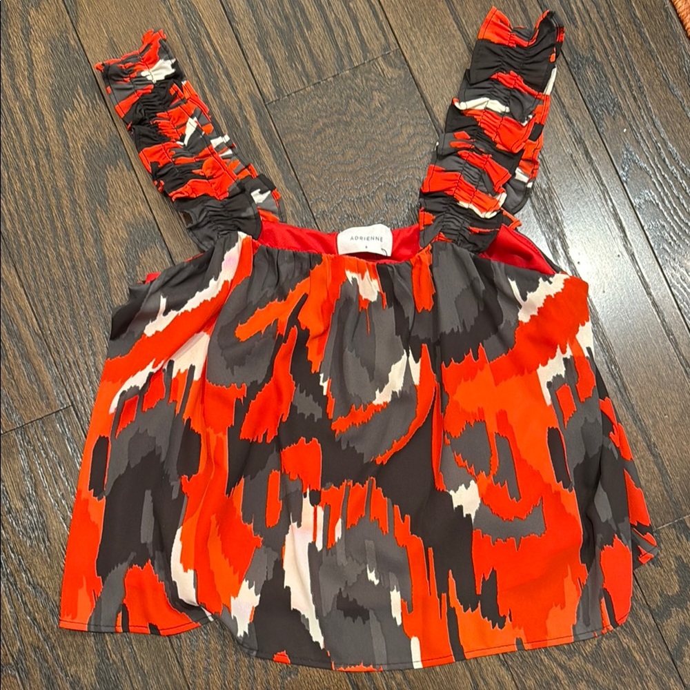 Women's Red and Black Patterned Top